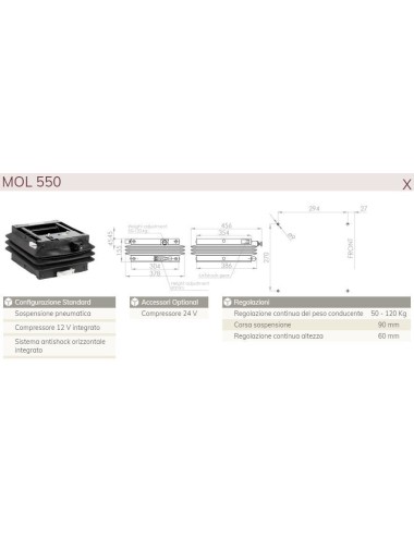 SEDILE TOP MOLLEGGIO PNEUMATICO CON ANTI-SHOCK CON CINTURA