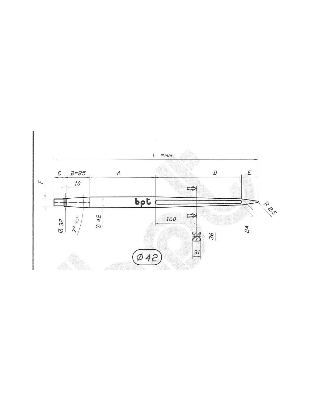 PUNTA PER CARICATORE ROTOBALLE 1200X42 C/FORO