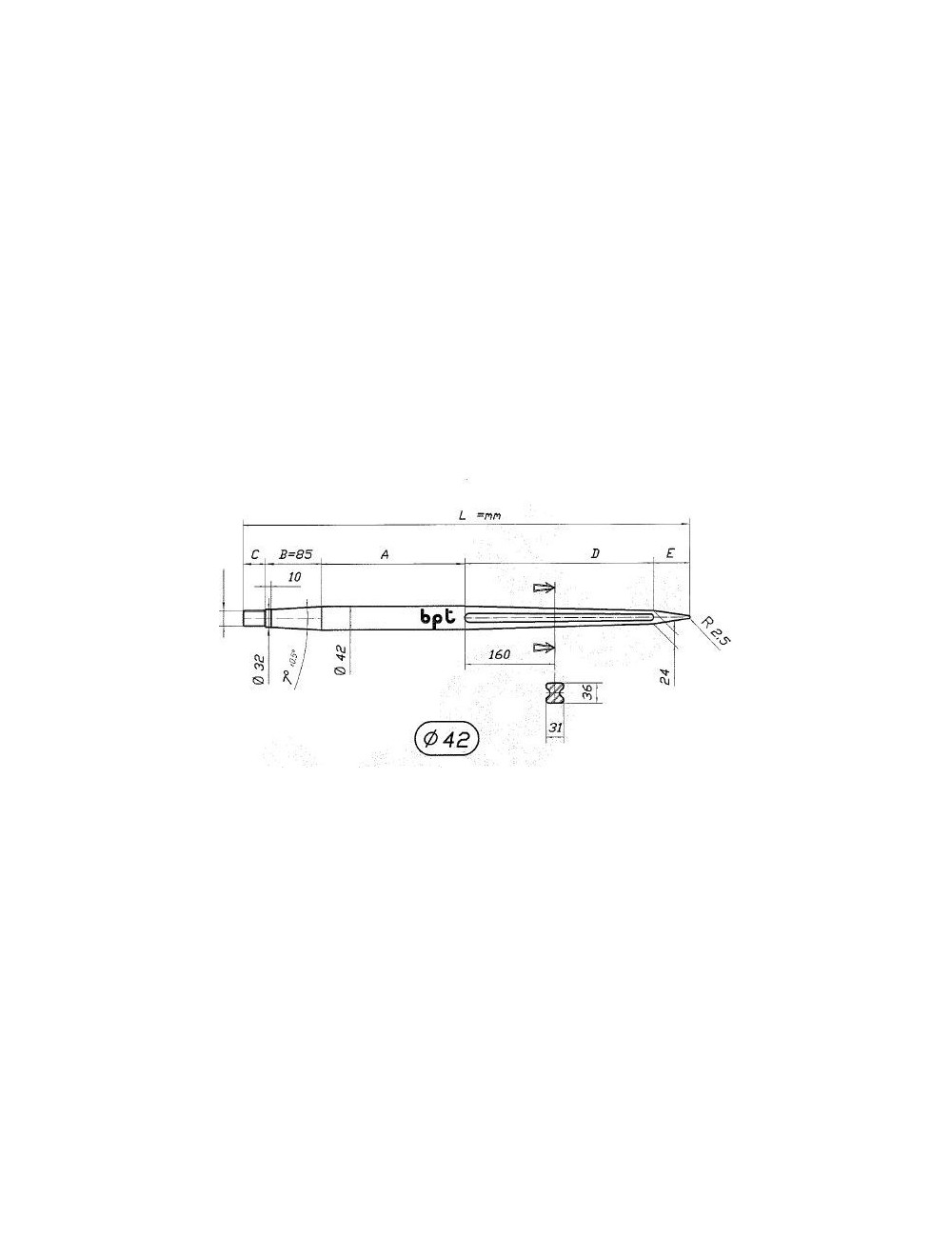 PUNTA PER CARICATORE ROTOBALLE 1400X42 C.FORO