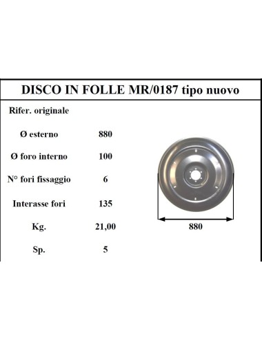 DISCO FOLLE MORRA 187 TIPO NUOVO