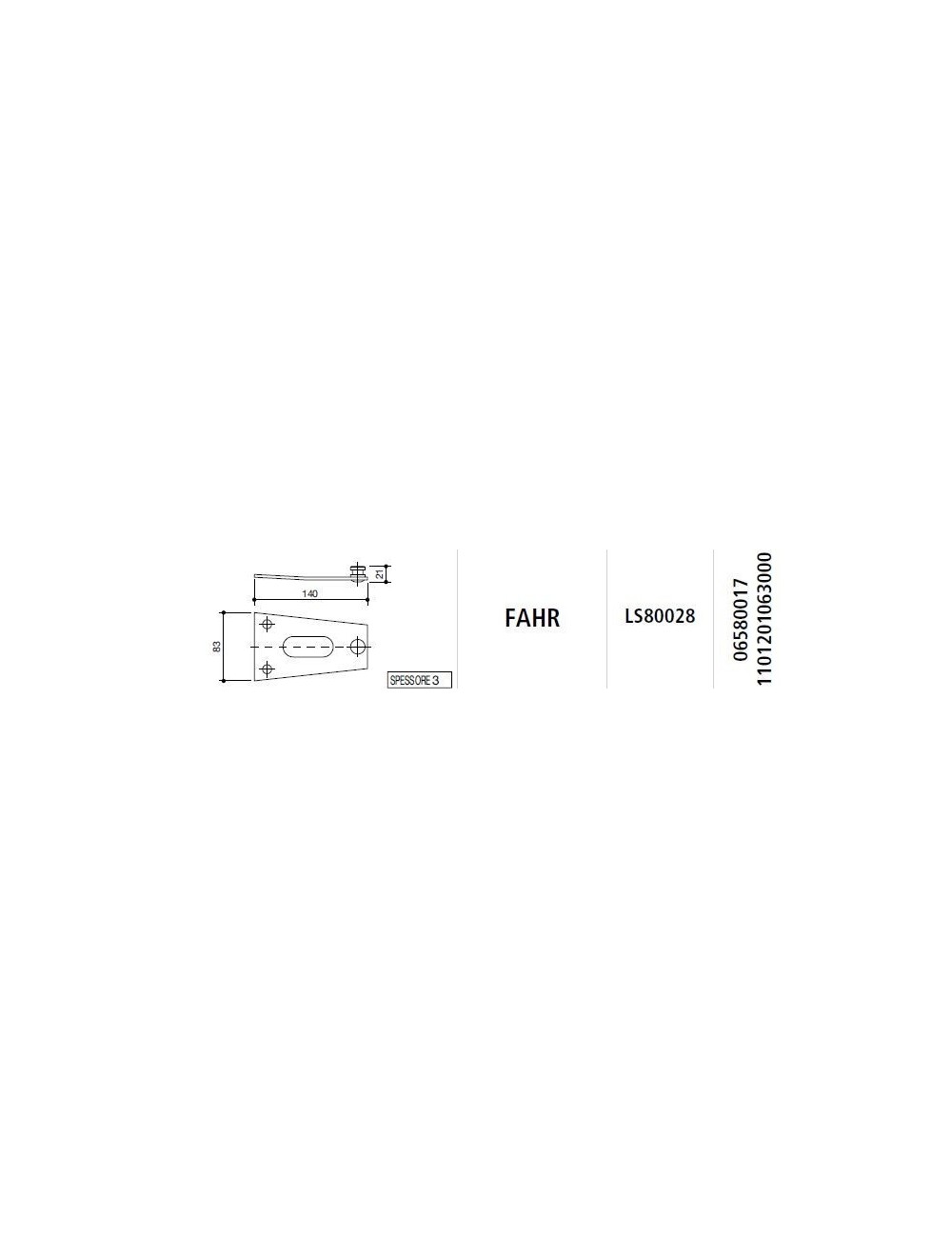 PIASTRA PORTACOLTELLO FAHR 06580017