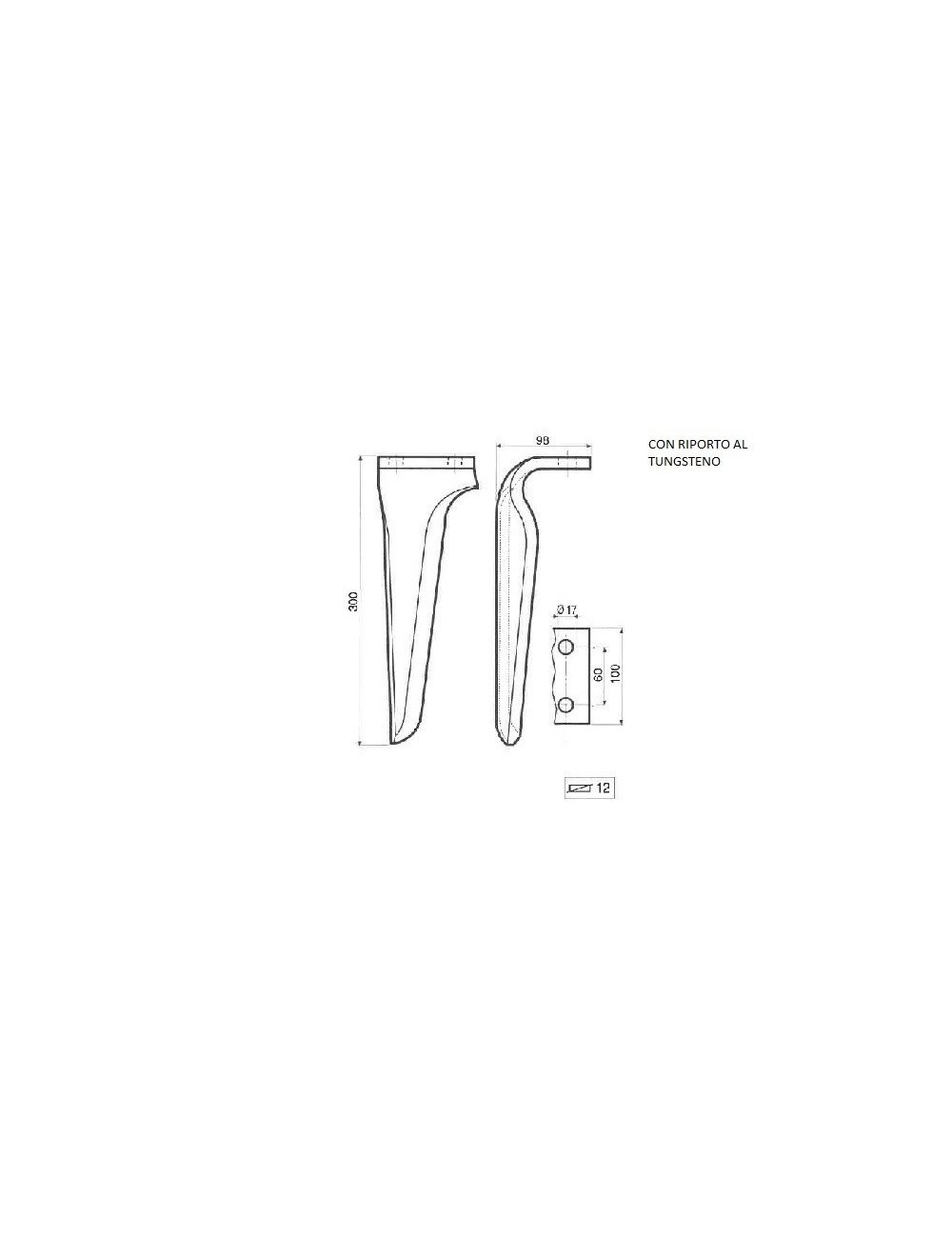 DENTE LAMA MASCHIO 100X12 INT.60 AL TUNGSTENO