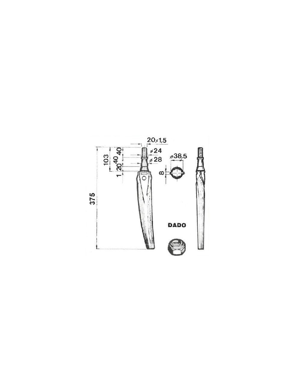 DENTE ROTOTERRA LELY CONICO COLTELLO