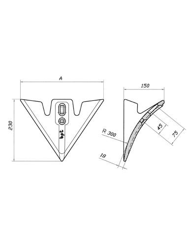 VOMERE ZAMPA D'OCA 310 MM