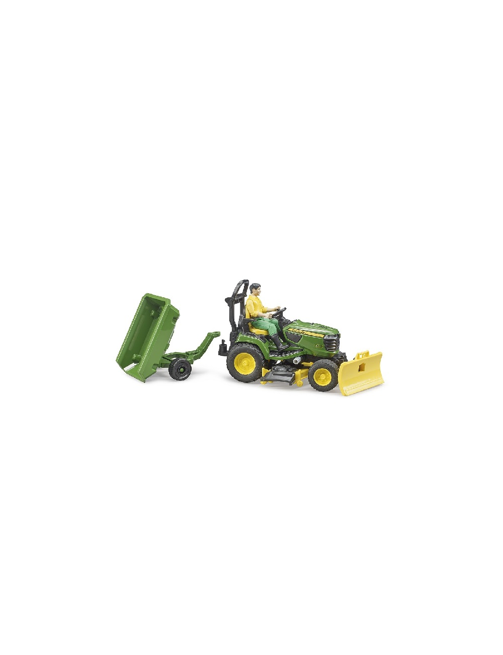 JOHN DEERE TRATTORE TOSAERBA CON RIMORCHIO GIARDINIERE BRUDER - 62104