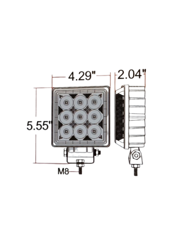 FARO LAVORO 9 LED FRONTALI + 24 LED LATERALI