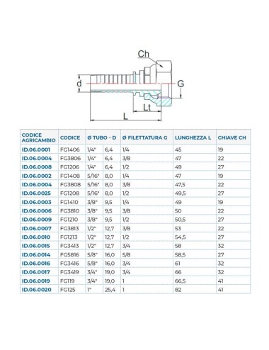 FEMMINA DIR. BSP OG.60° 1/4-1/4"