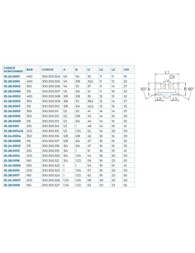 NIPPLES DI CONGIUNZIONE BSP 3/8"