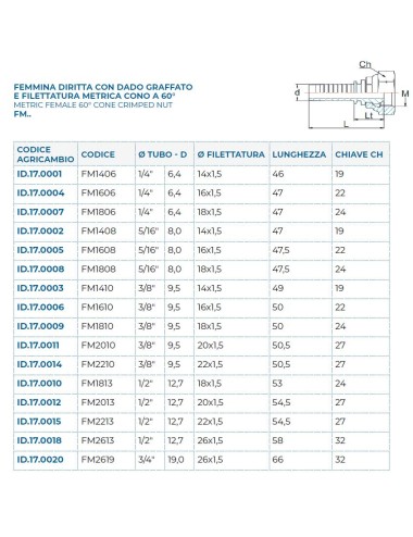 FEMMINA DIR. METR. 14X1,5-1/4"