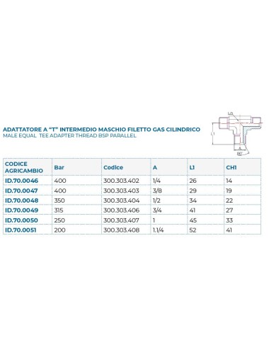 ADATTATORE T M/M/M BSP 1/4"