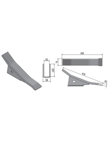 VOMERE RIPUNTATORE A.R. 70X20 T. ALPEGO L.440 NERO