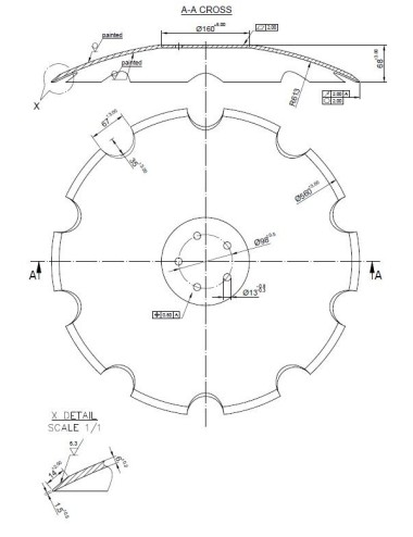 DISCO FRASTAGLIATO DIAMETRO 560 SP.6, 5 FORI INT.SKF - MOVIT